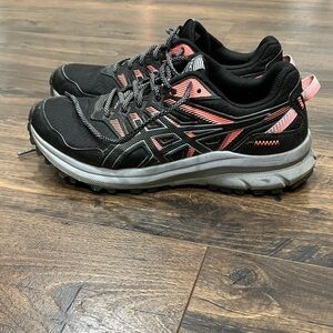 Asics Black and Pink Trail Sneakers